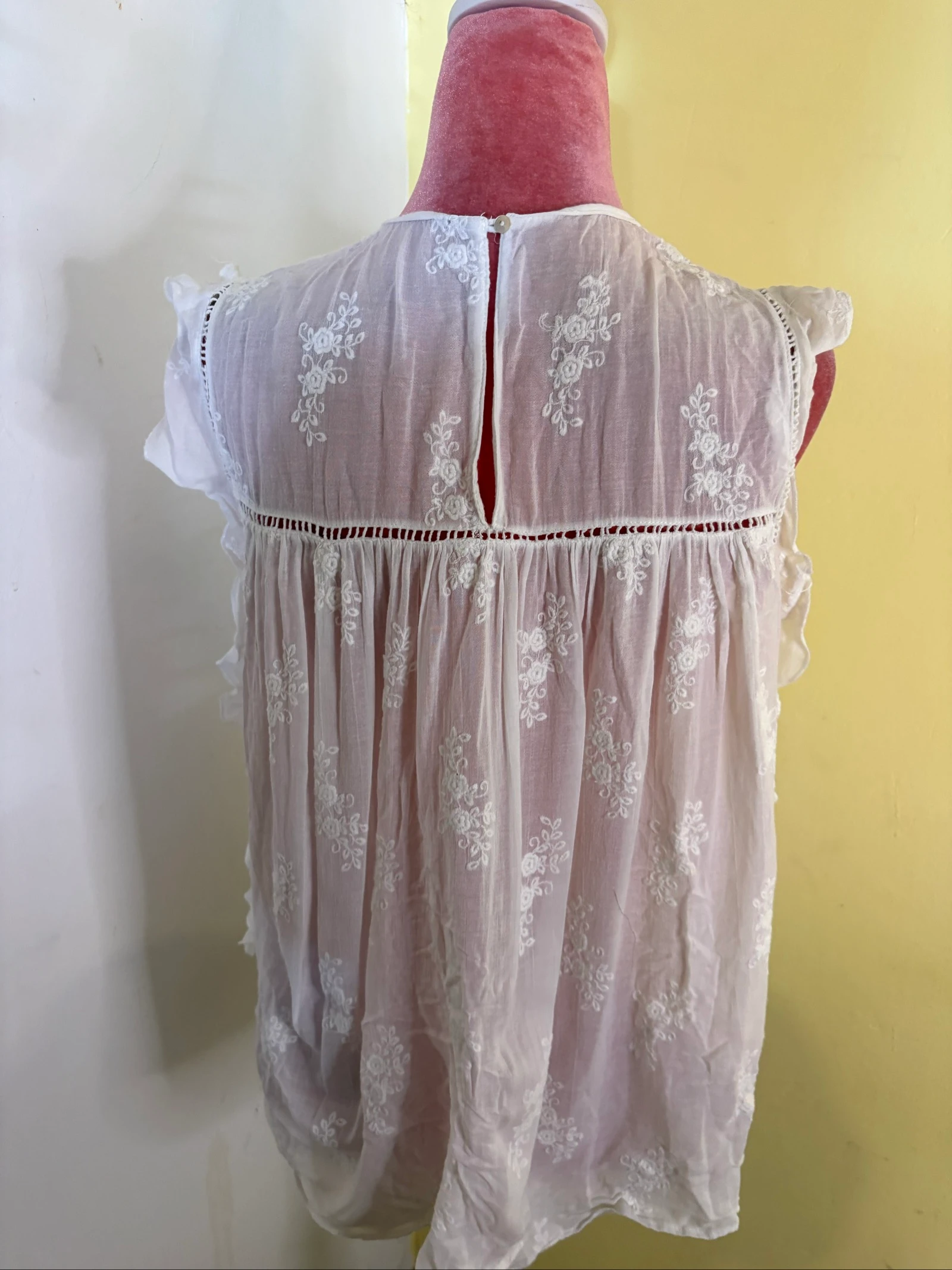 Boho White Blouse with Floral Embroidery and Ruffles – photo 4